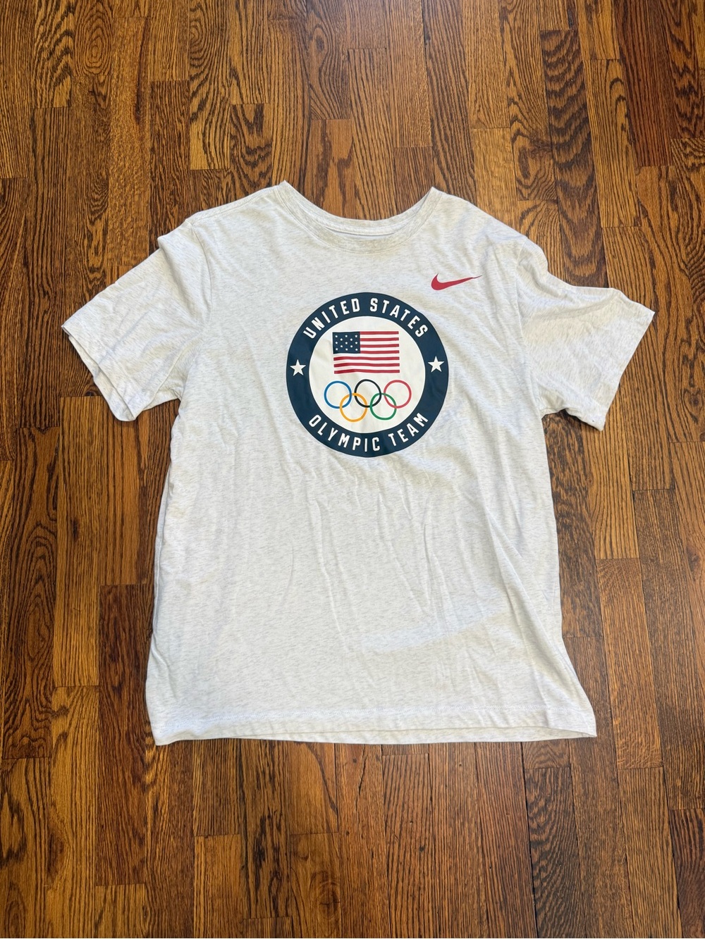 Nike Light Gray USA Olympic Team Graphic Tee with Multicolor Rings